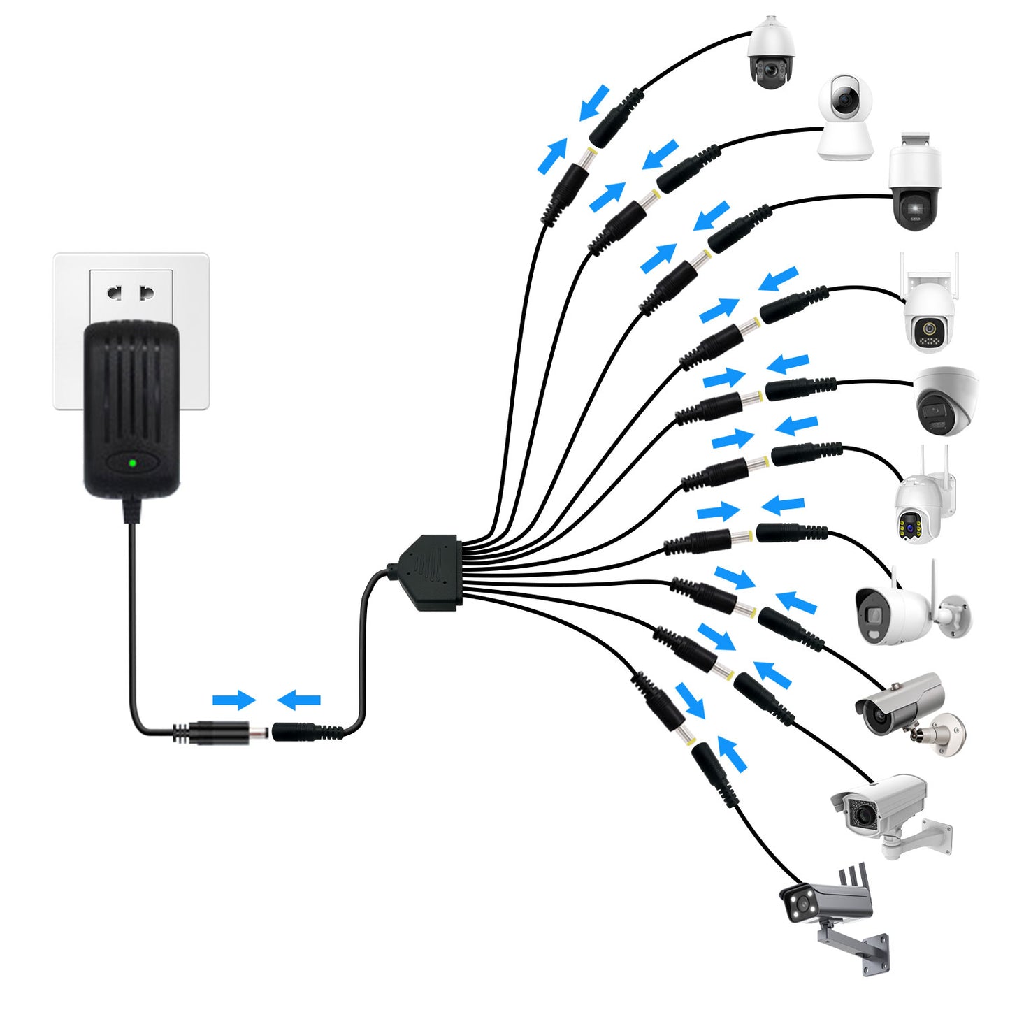 DC5.5x2.5mm Power Splitter 12V Y-Splitter