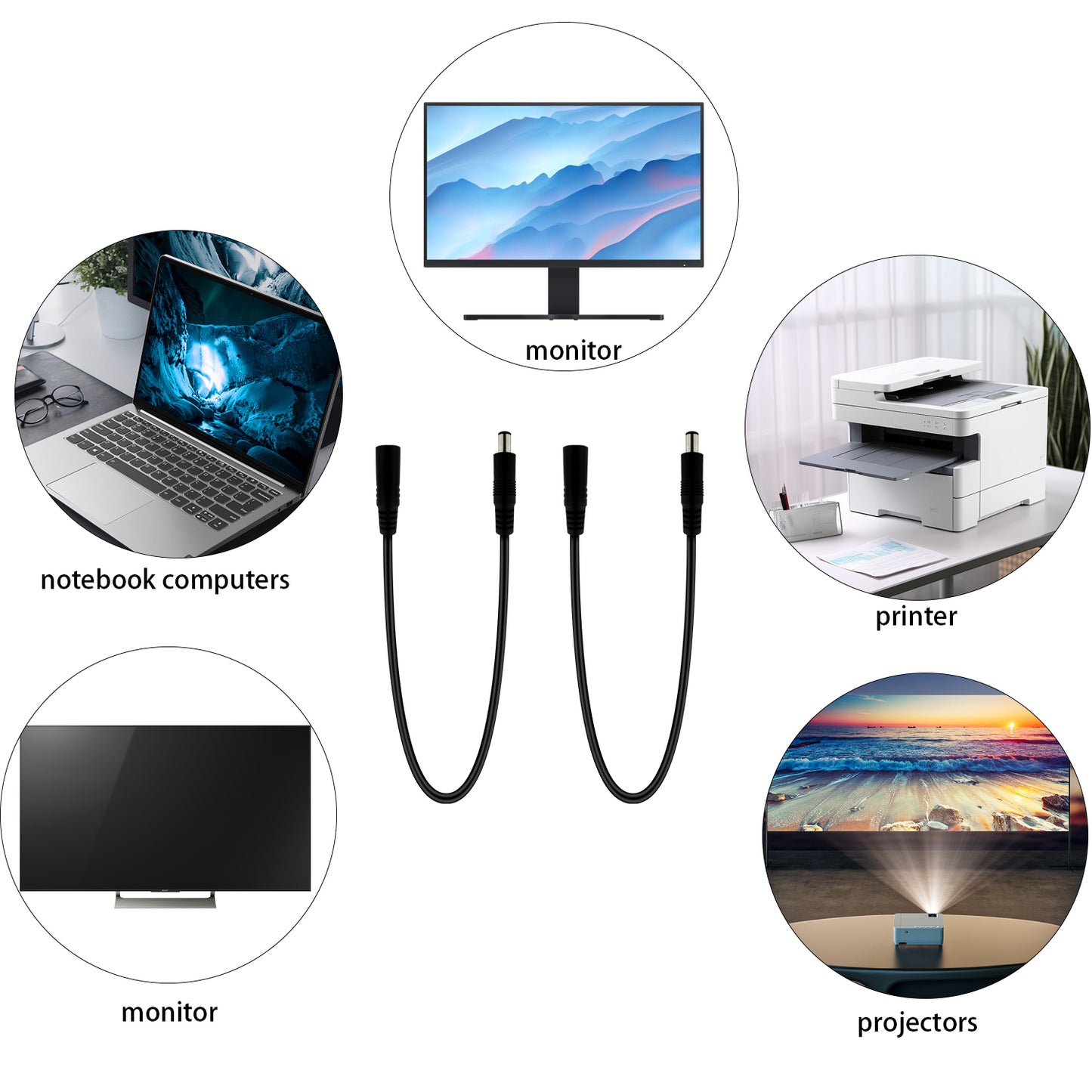 DC7.4x5.0mm Male to Female Power Extension Cable, Suitable for: Monitors, Printers, projectors, laptops and Other Equipment, Power Connection and Extension of The