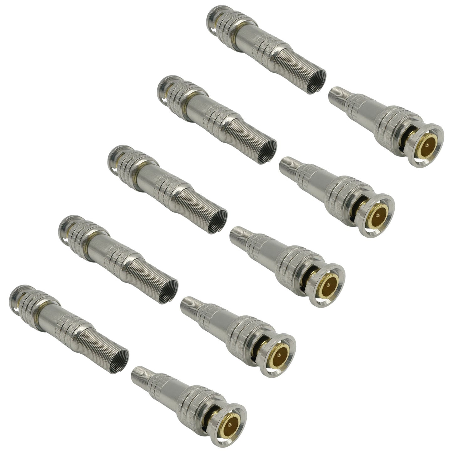 10pcs for CCTV Surveillance Cameras Soldered BNC Male Connector with RG59 RG6 BNC Compression Connector