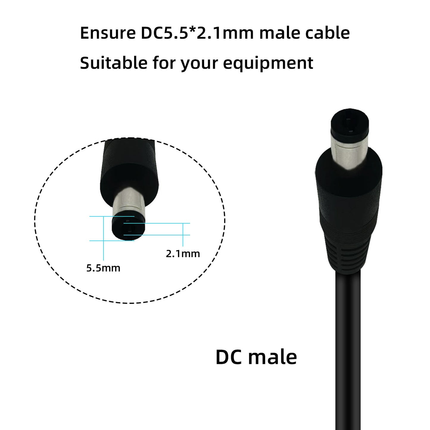 5.5x2.5mm 16AWG Male/Female with Pigtail Bare Wire Open-End Power Cord, Barrel Connector for CCTV Cameras, DVRs, LED Stripes Power Supply Repair Cord