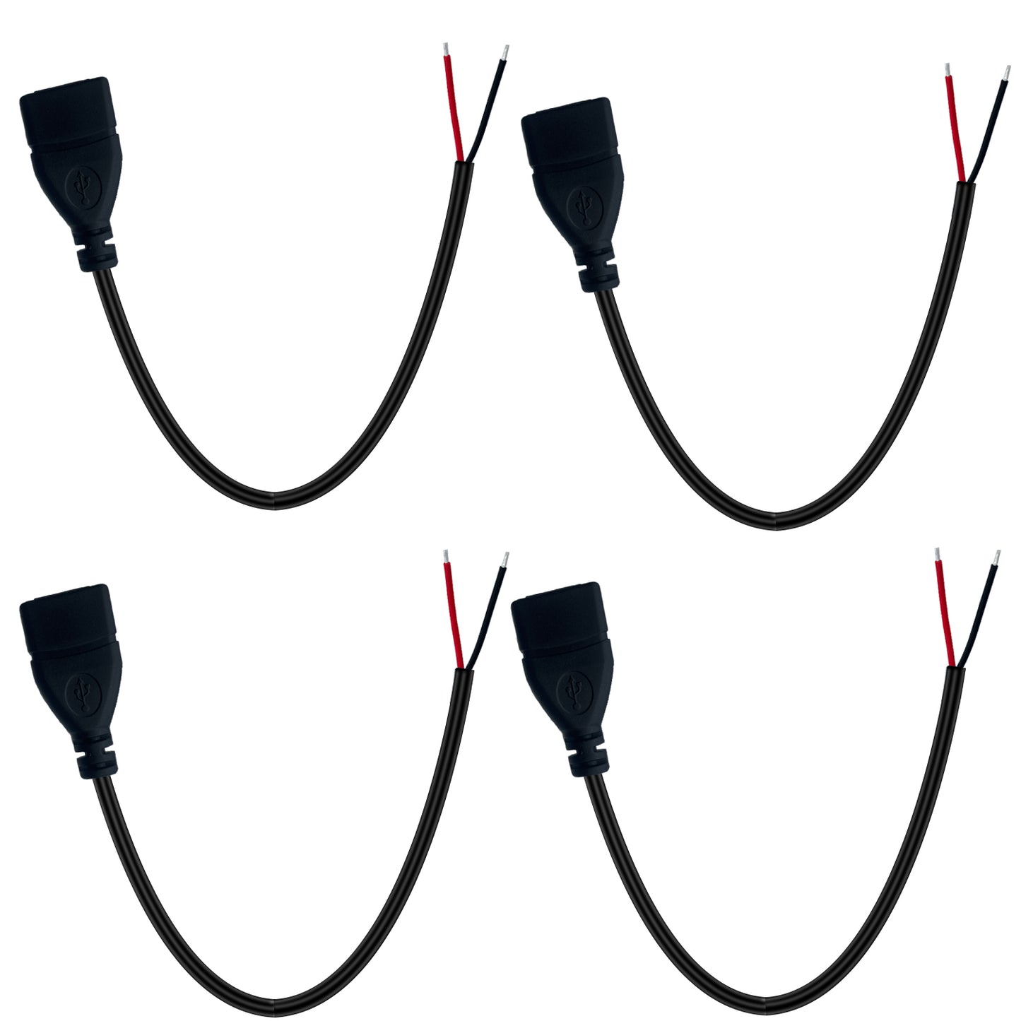 Male/Female USB Power Cord Tail Fiber Opening,5V /3A,Suitable for LED Strips, Convenient Fans, Bluetooth Speakers, etc. USB Devices Installation or Replacement Maintenance