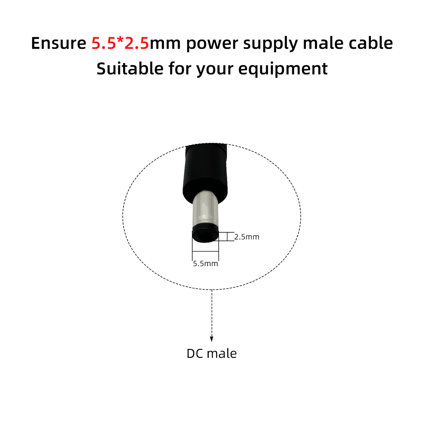 5.5x2.5mm 12V DC Power Cord Barrel Connector Tail Fiber Repair Power Cord for CCTV Surveillance Camera LED Strip Light DVR Router