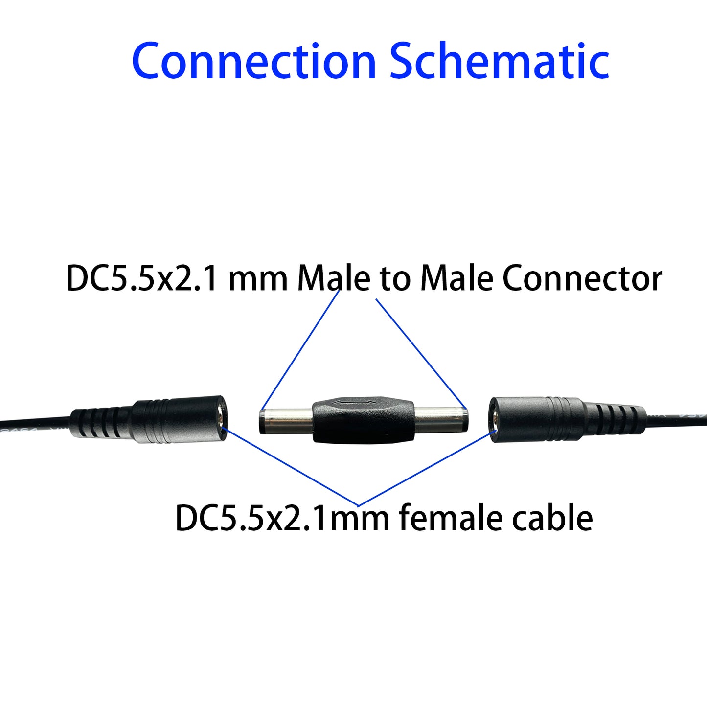 12V DC Connector for LED Strip Lights CCTV Surveillance Cameras Male to Male DC Power Connector Barrel Connector 10pcs