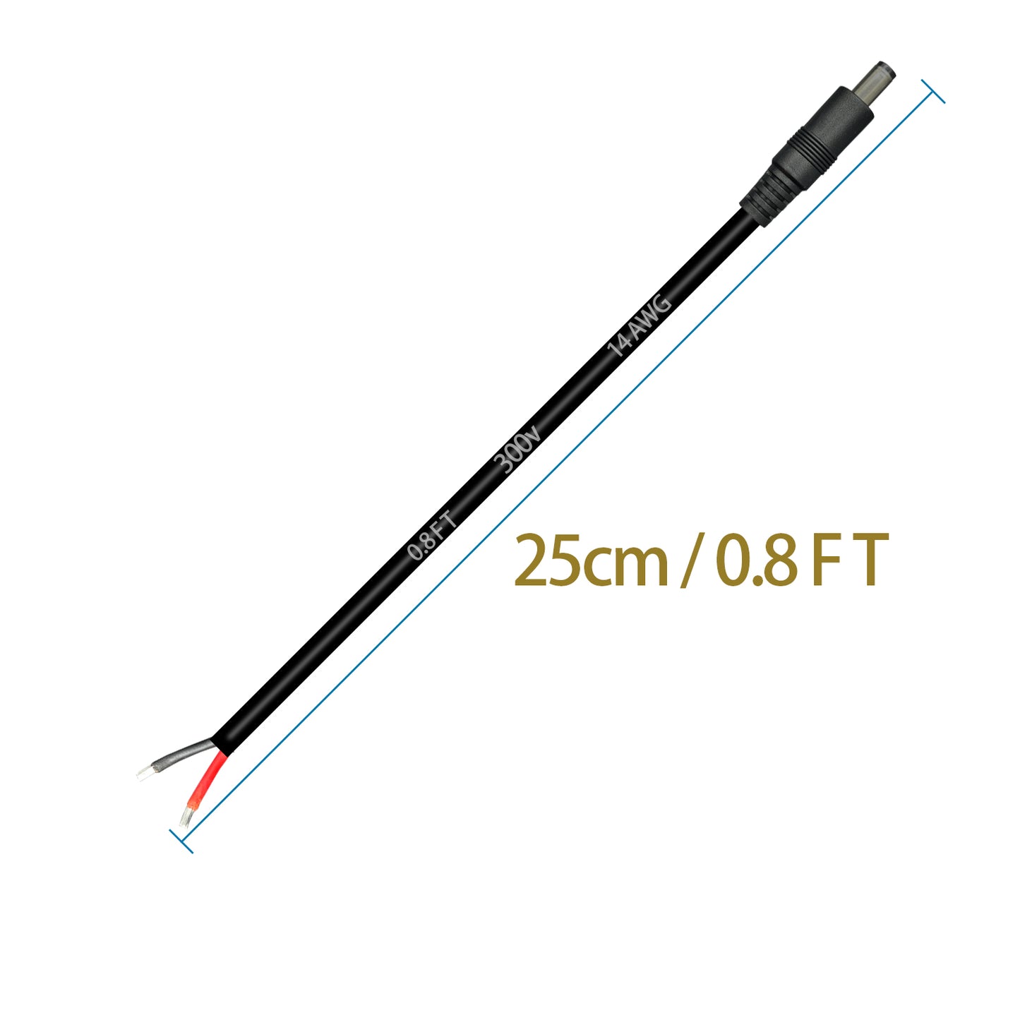 5.5x2.1mm / 5.5x2.5mm 14AWG DC Pigtail Power Cord for CCTV Security Cameras Outdoor Power Supply Convenient Solar Charging Panel DC Power Repair Cable