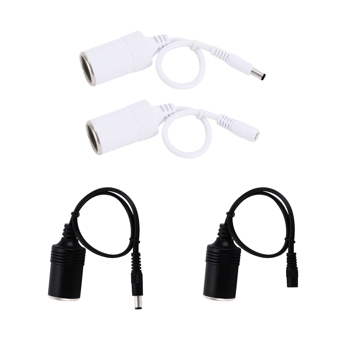 Car Cigarette Lighter Power Cable, Socket to 5.5x2.1mm Male and Female Plug Pair Jack Adapter