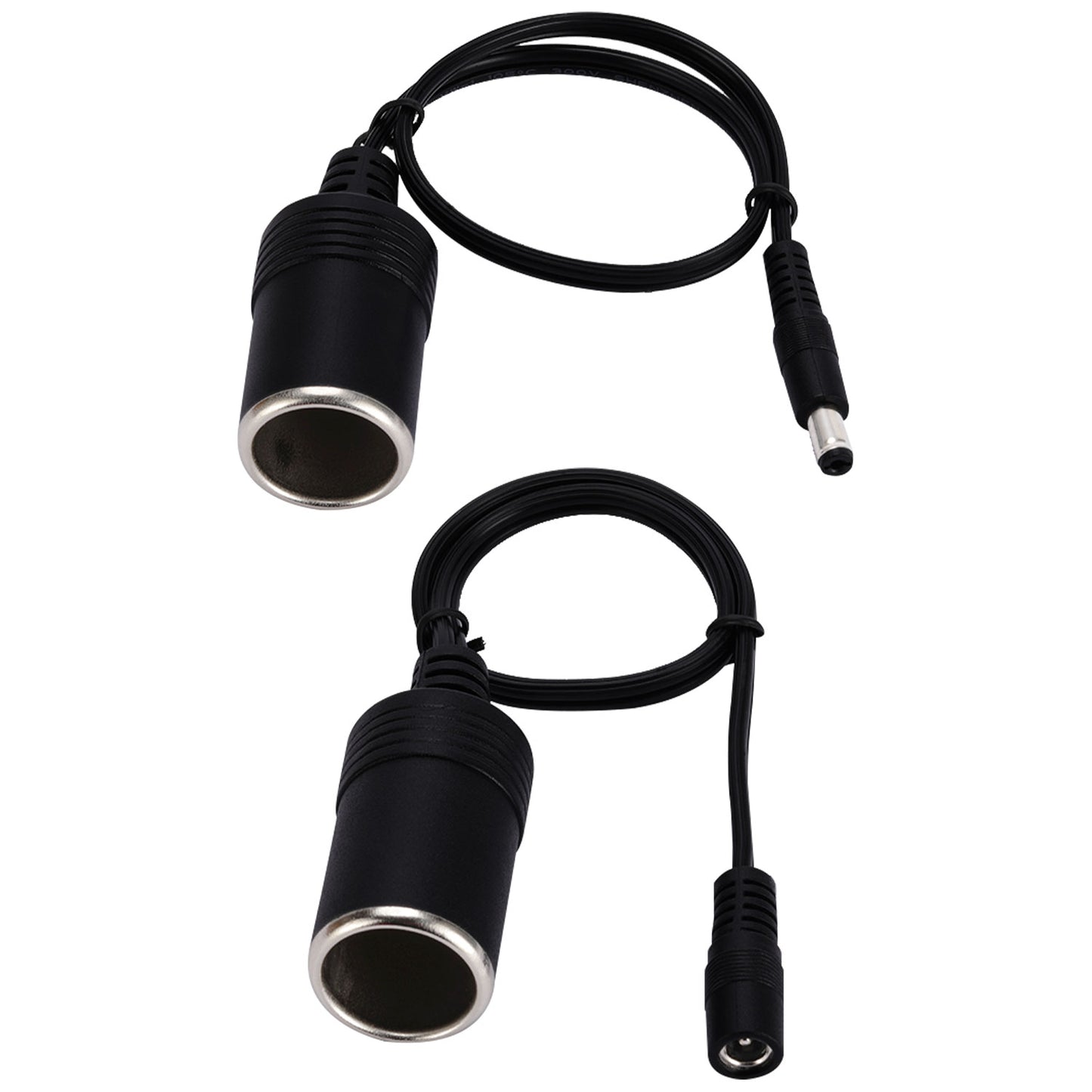 Car Cigarette Lighter Power Cable, Socket to 5.5x2.1mm Male and Female Plug Pair Jack Adapter