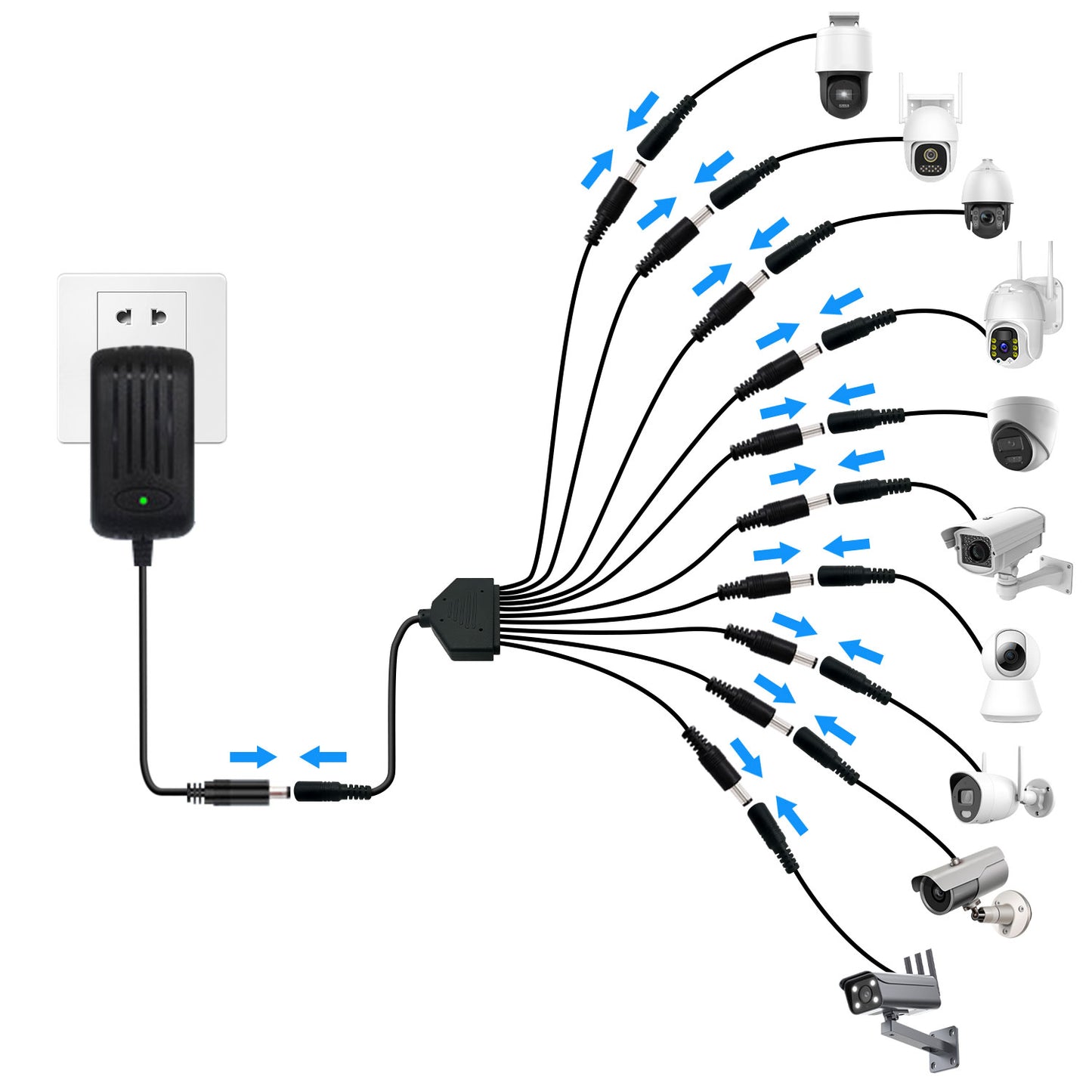 DC5.5x2.1mm Power Splitter 12V Y-Splitter