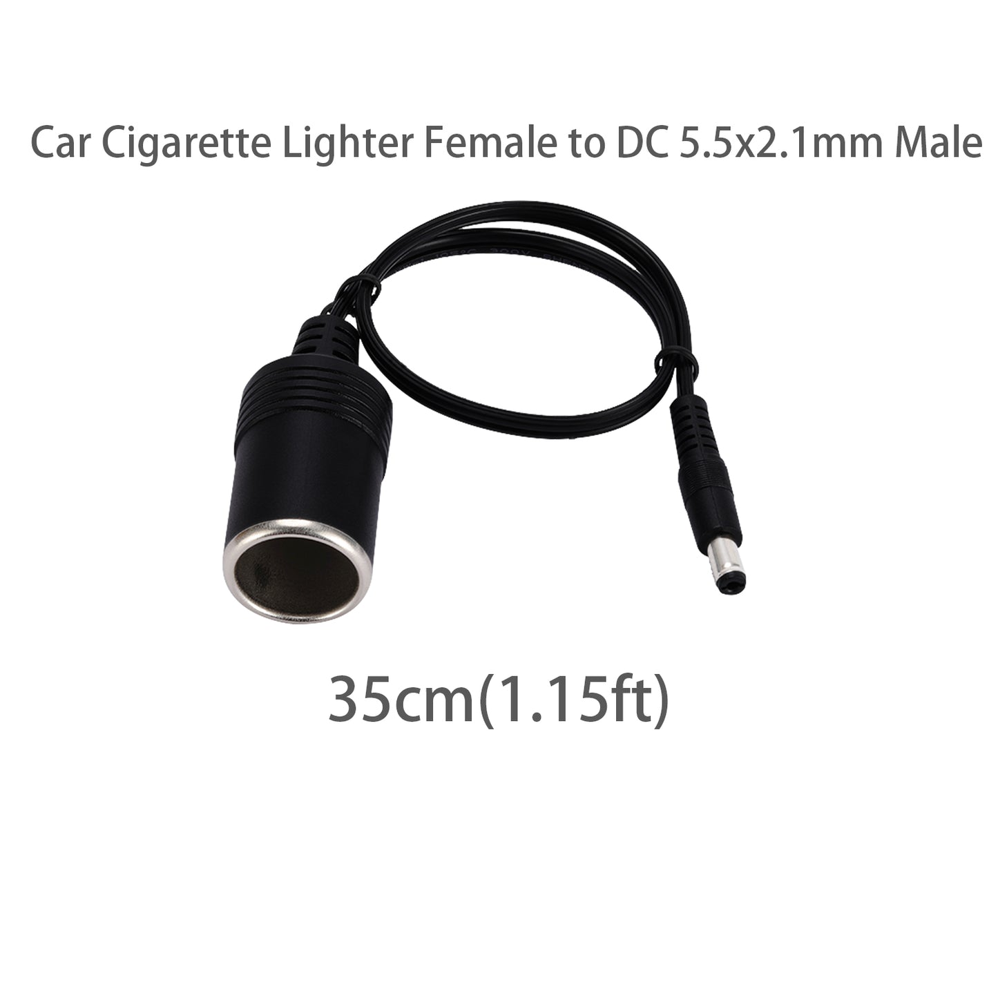 Car Cigarette Lighter Power Cable, Socket to 5.5x2.1mm Male and Female Plug Pair Jack Adapter