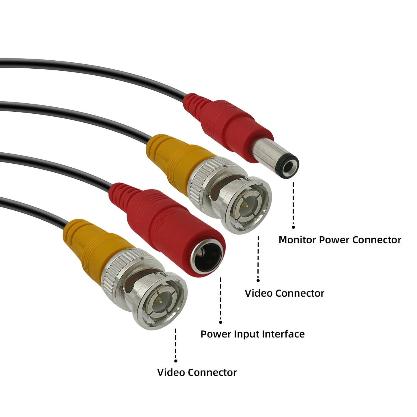 bnc Cable, coaxial Cable, dvr System Installation, CCTV Security Camera Connection Cable, Video Cable, Camera Extension Cable, Comes with 4 bnc connectors