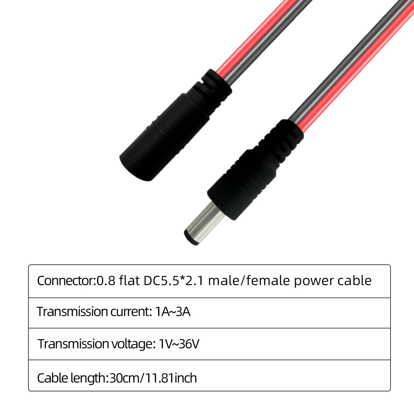5.5x2.1mm DC Power Cord 12V 3A Service Power Cord LED Strip Power Extension Cord for CCTV Security Cameras