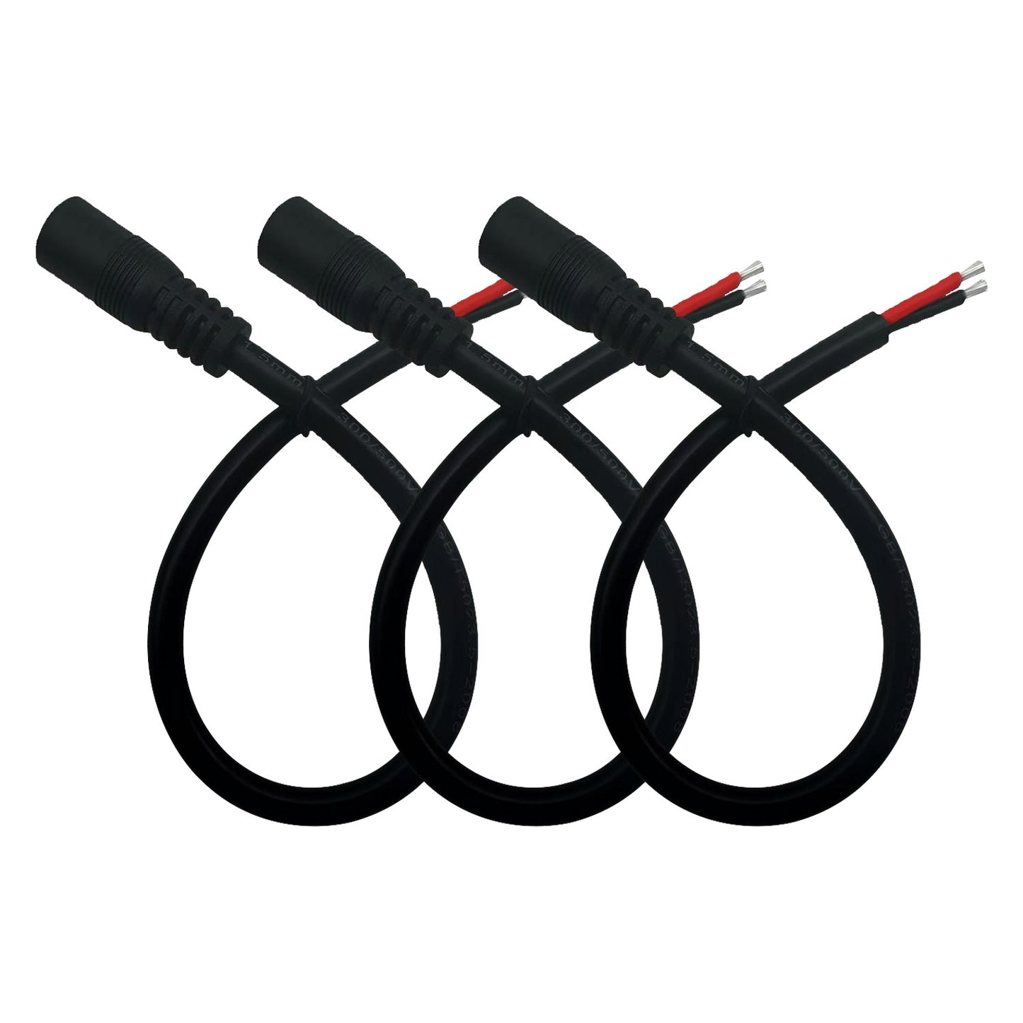 5.5x2.5mm 16AWG Male/Female with Pigtail Bare Wire Open-End Power Cord, Barrel Connector for CCTV Cameras, DVRs, LED Stripes Power Supply Repair Cord