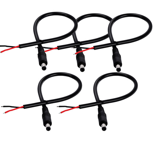 5.5x2.1mm Barrel Connector, 12 Volt Power Cord, Tail Fiber Repair Power Cord for CCTV Surveillance Cameras, LED Strips, Lighting Power Supplies, Routers