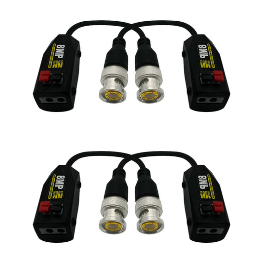 4pcs 8MP BNC Video Baluns, Passive Connectors for CCTV Surveillance Cameras/HD/CVI/AHD/TVI/CVBS