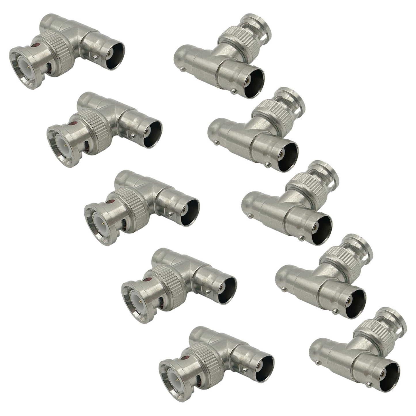 10pcs for Coaxial Cable Video Antenna BNC Splitter BNC Male to Dual Female Jack Tee BNC Connector Adapter