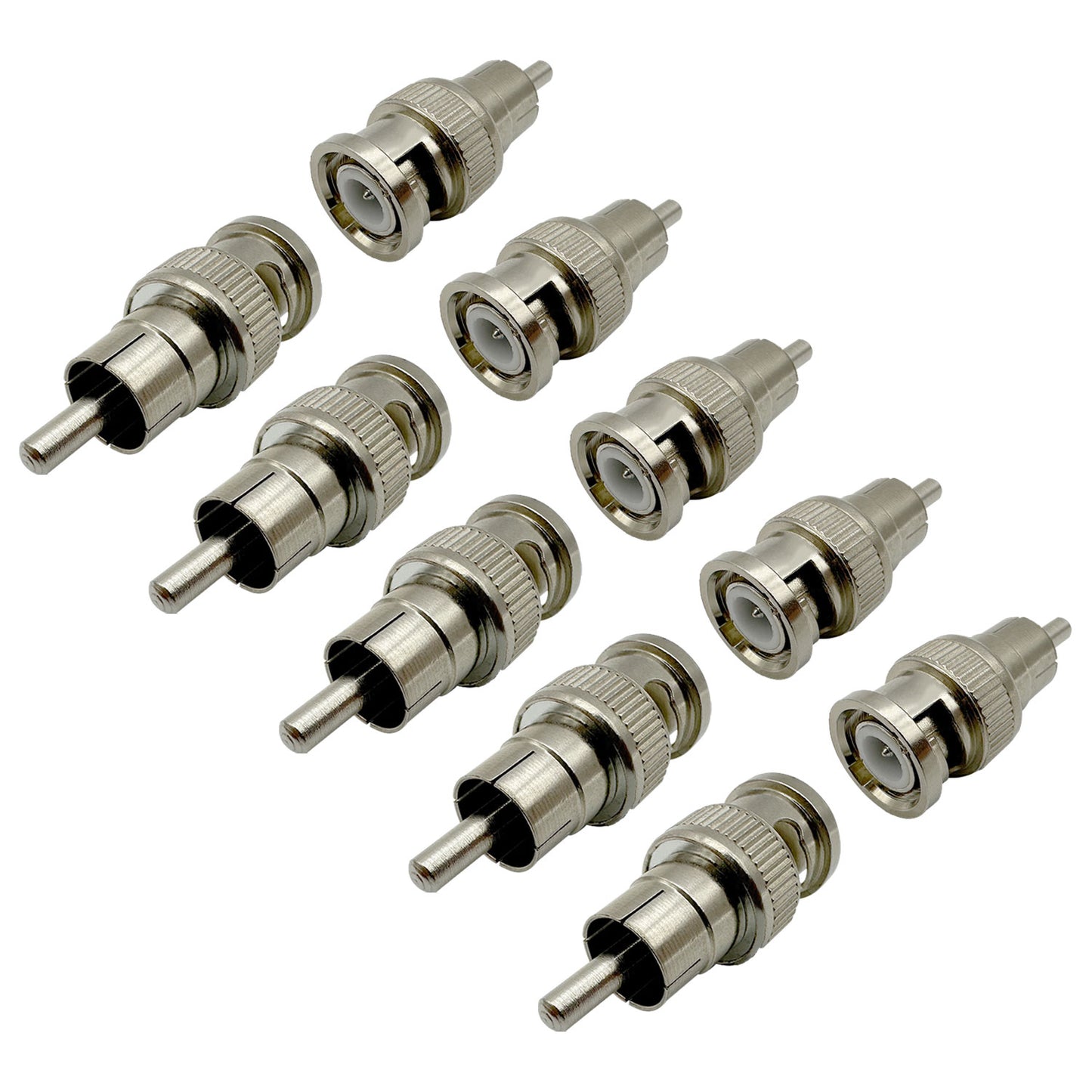 10pcs BNC Male to RCA Male Connectors for CCTV Security Cameras Coaxial Audio Adapter
