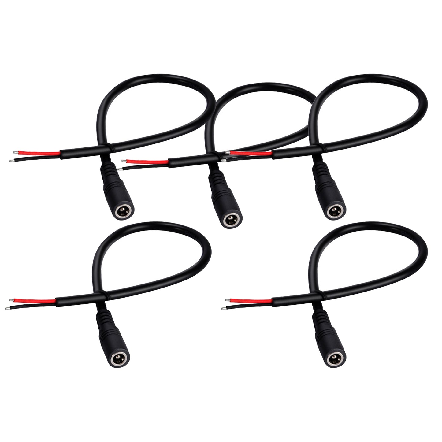 5.5x2.1mm Barrel Connector, 12 Volt Power Cord, Tail Fiber Repair Power Cord for CCTV Surveillance Cameras, LED Strips, Lighting Power Supplies, Routers