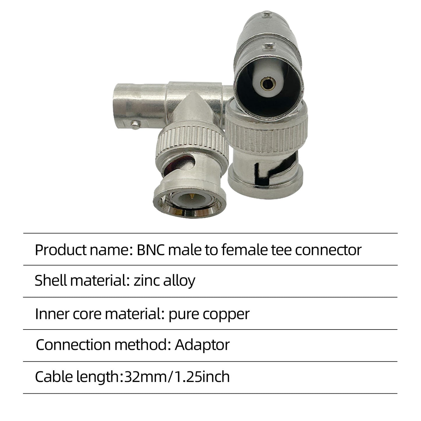 10pcs for Coaxial Cable Video Antenna BNC Splitter BNC Male to Dual Female Jack Tee BNC Connector Adapter