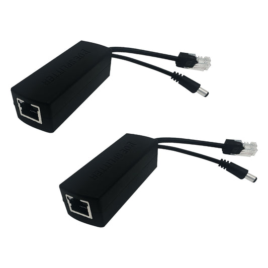 2pack POE Splitter Adapter Power Over Ethernet 48V to 12V DC5.5x2.1mm IEEE 802.3AF/at Compliant 10/100Mbps POE Splitter