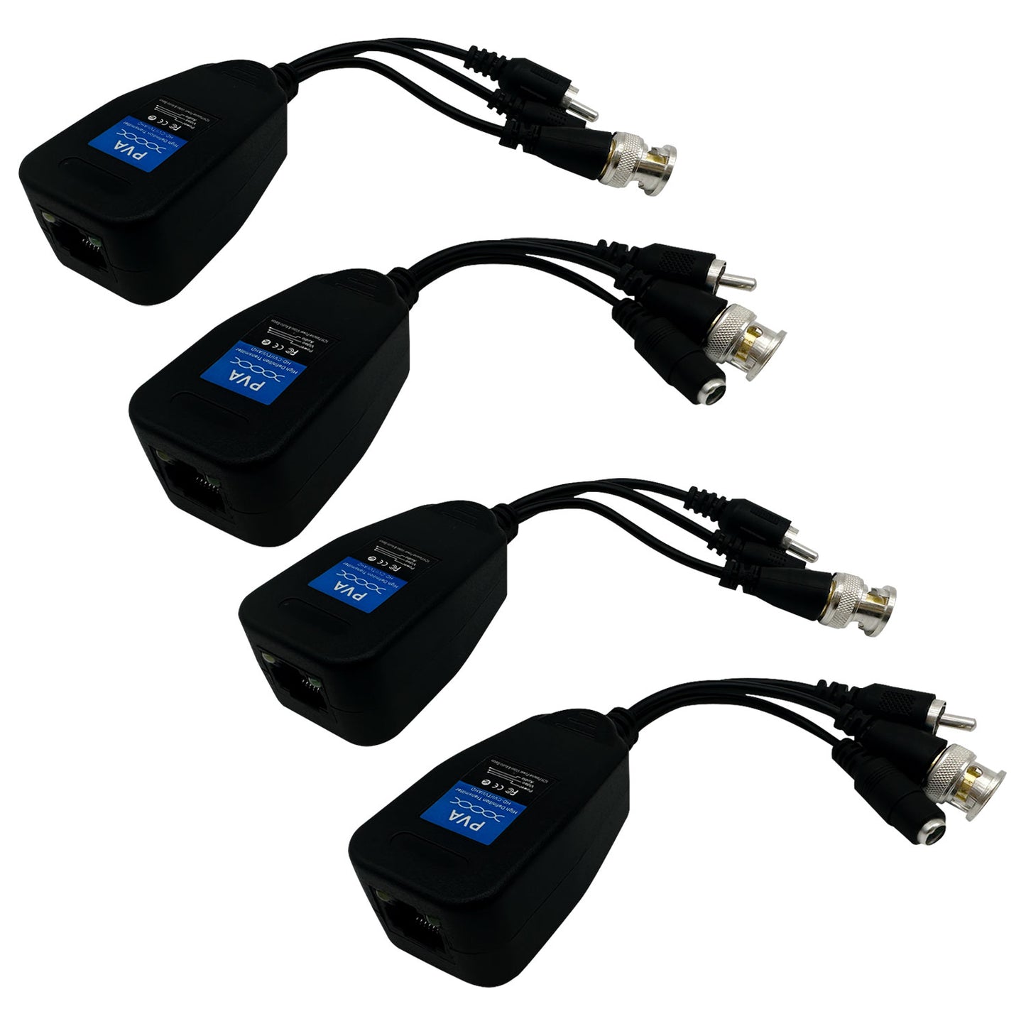 Passive Video Balun with Power Supply, Long Distance Network Transceiver, Cat5e/Cat6 Cable to BNC Male Connector bnc to rj45 Adapter, HD Security Surveillance Camera System 2 Pairs