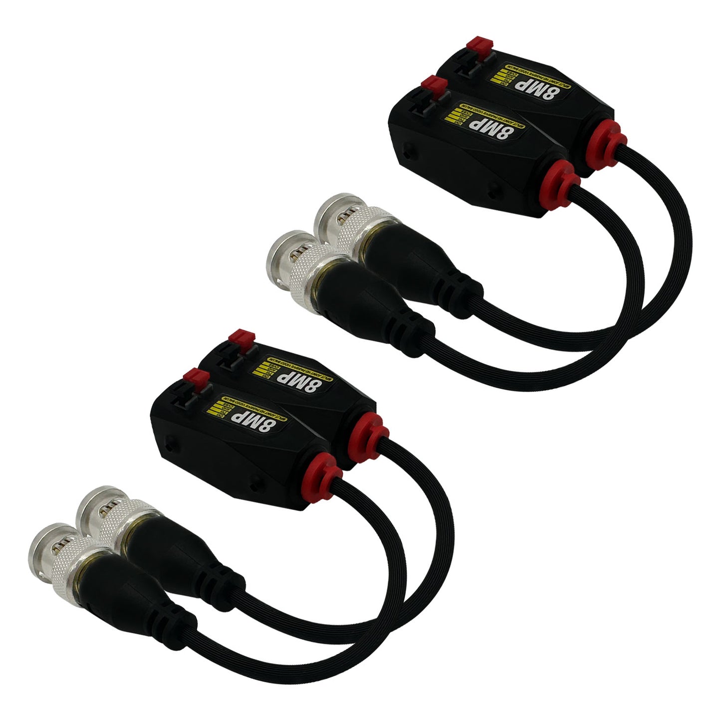 4pcs 8MP BNC Video Baluns, Passive Connectors for CCTV Surveillance Cameras/HD/CVI/AHD/TVI/CVBS