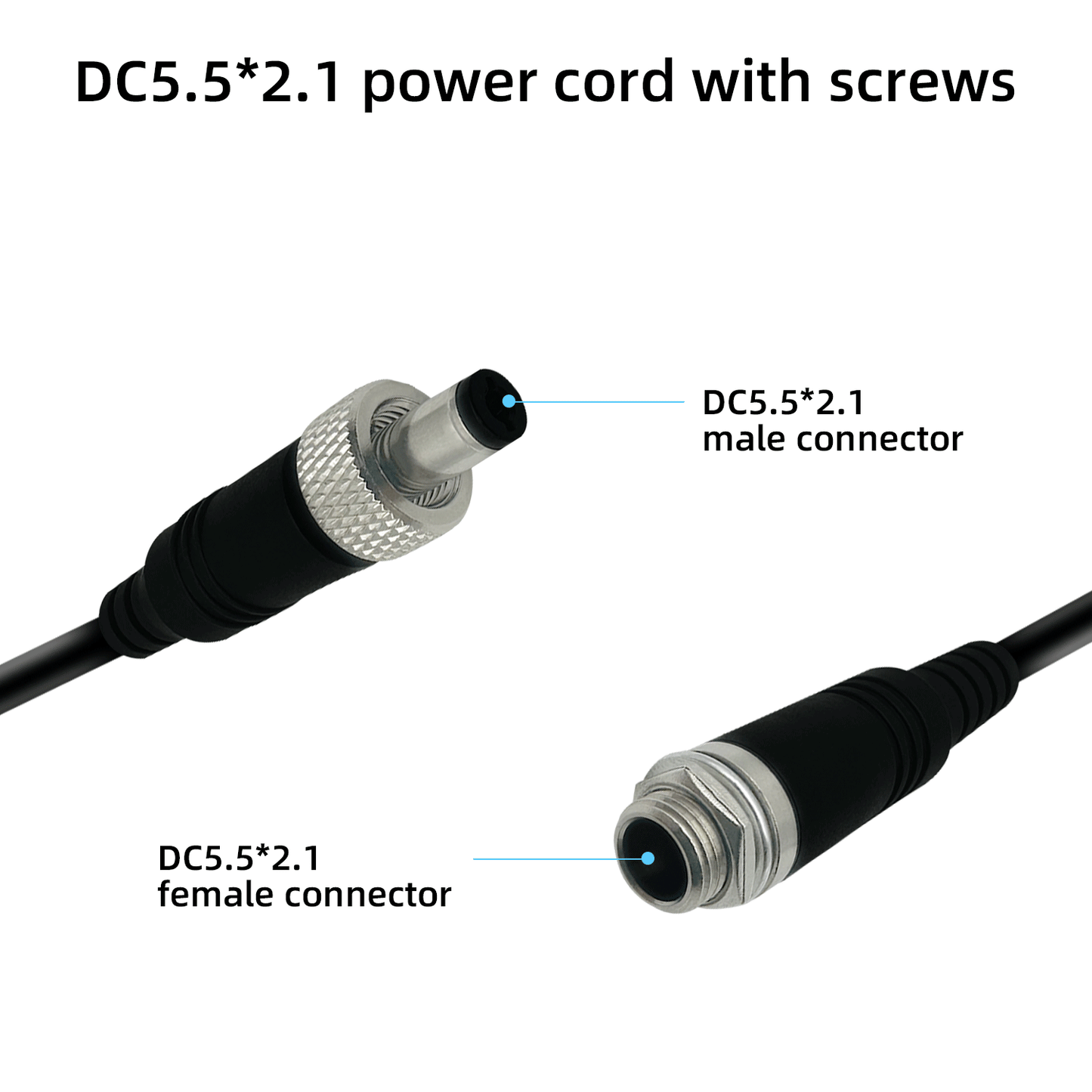 5.5×2.1 mm Pigtail Power Cord 12V 5A Barrel Connector 12V Power Connector