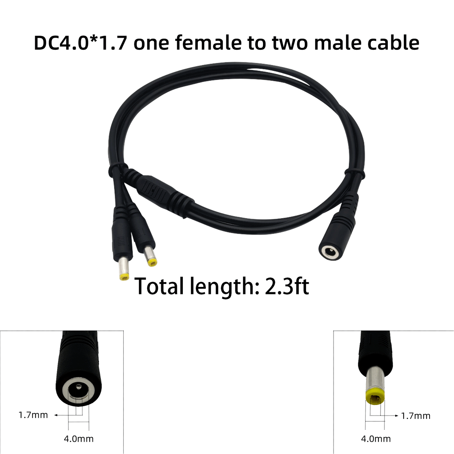 DC4.0x1.7mm Splitter Cable, 12V 3A Power Splitter Cable Y Adapter for CCTV Security Cameras, LED Strips etc. for 4.0x1.7mm