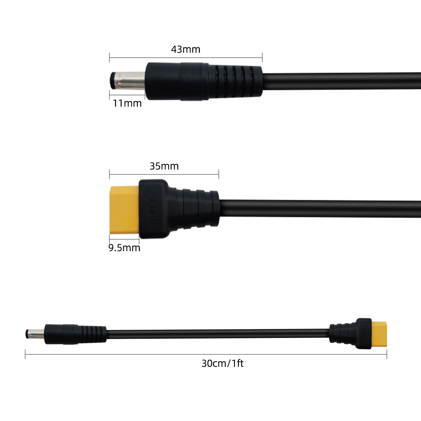 XT60 to DC5.5x2.1mm 14AWG Power Cord, Adapter for FPV, Goggles, Outdoor Power Cords, Solar Batteries, etc.