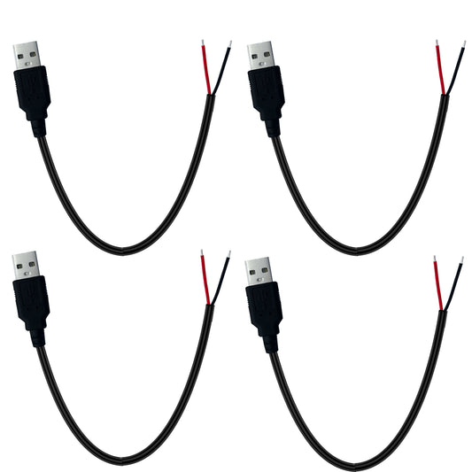 Male/Female USB Power Cord Tail Fiber Opening,5V /3A,Suitable for LED Strips, Convenient Fans, Bluetooth Speakers, etc. USB Devices Installation or Replacement Maintenance