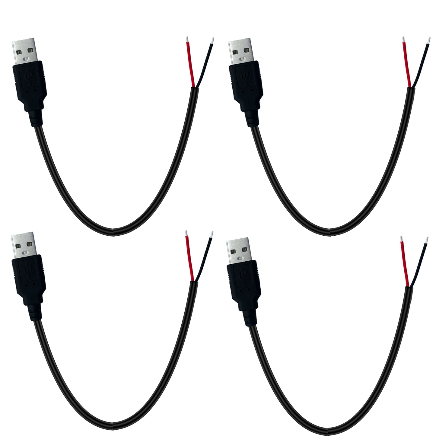 Male/Female USB Power Cord Tail Fiber Opening,5V /3A,Suitable for LED Strips, Convenient Fans, Bluetooth Speakers, etc. USB Devices Installation or Replacement Maintenance