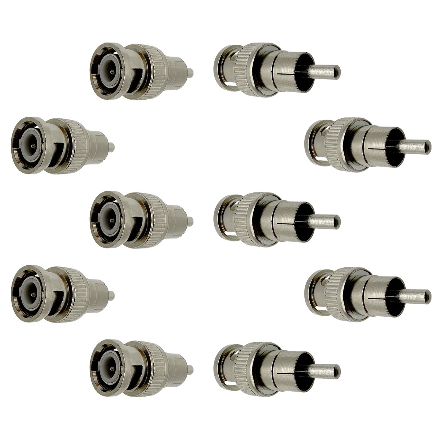 10pcs BNC Male to RCA Male Connectors for CCTV Security Cameras Coaxial Audio Adapter