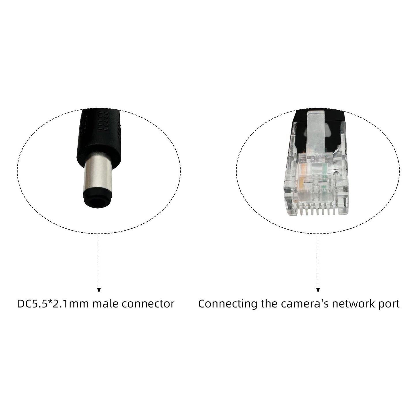 2pack POE Splitter Adapter Power Over Ethernet 48V to 12V DC5.5x2.1mm IEEE 802.3AF/at Compliant 10/100Mbps POE Splitter