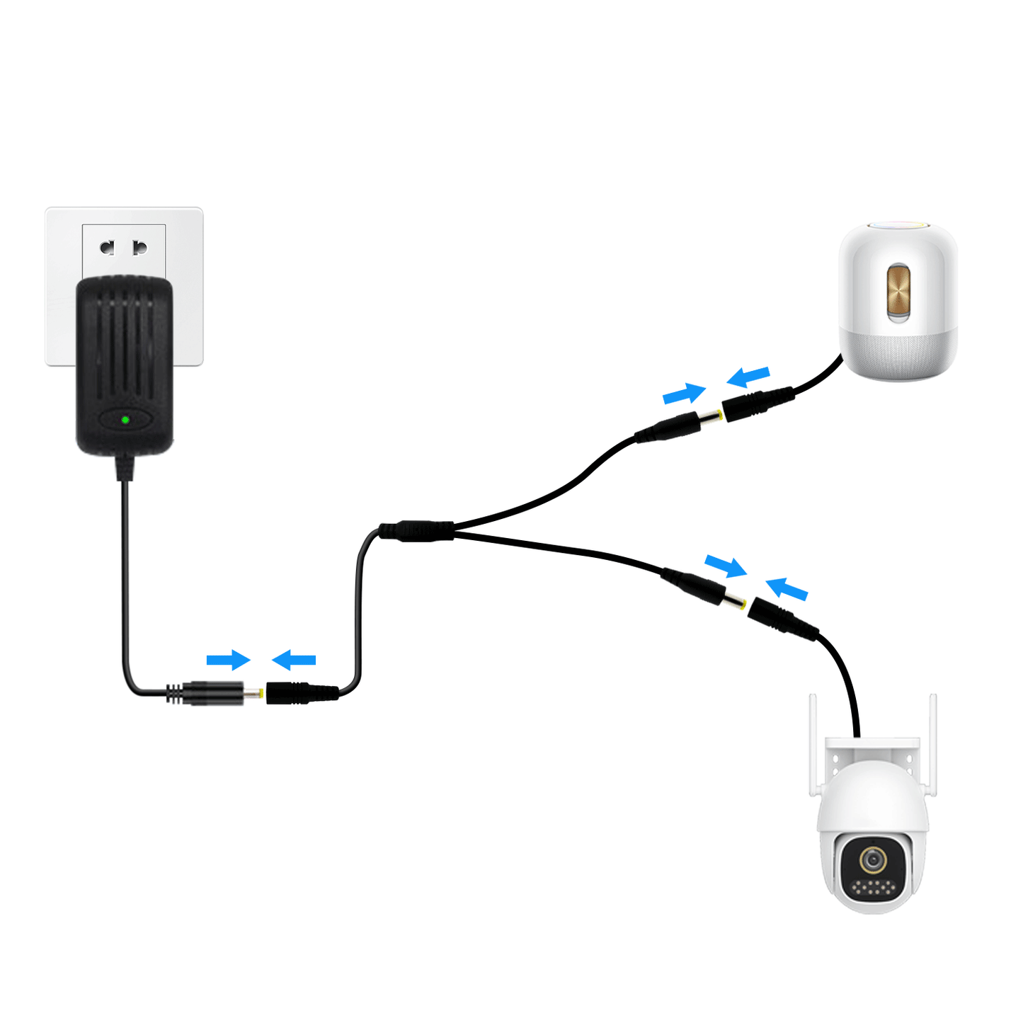 DC4.0x1.7mm Splitter Cable, 12V 3A Power Splitter Cable Y Adapter for CCTV Security Cameras, LED Strips etc. for 4.0x1.7mm