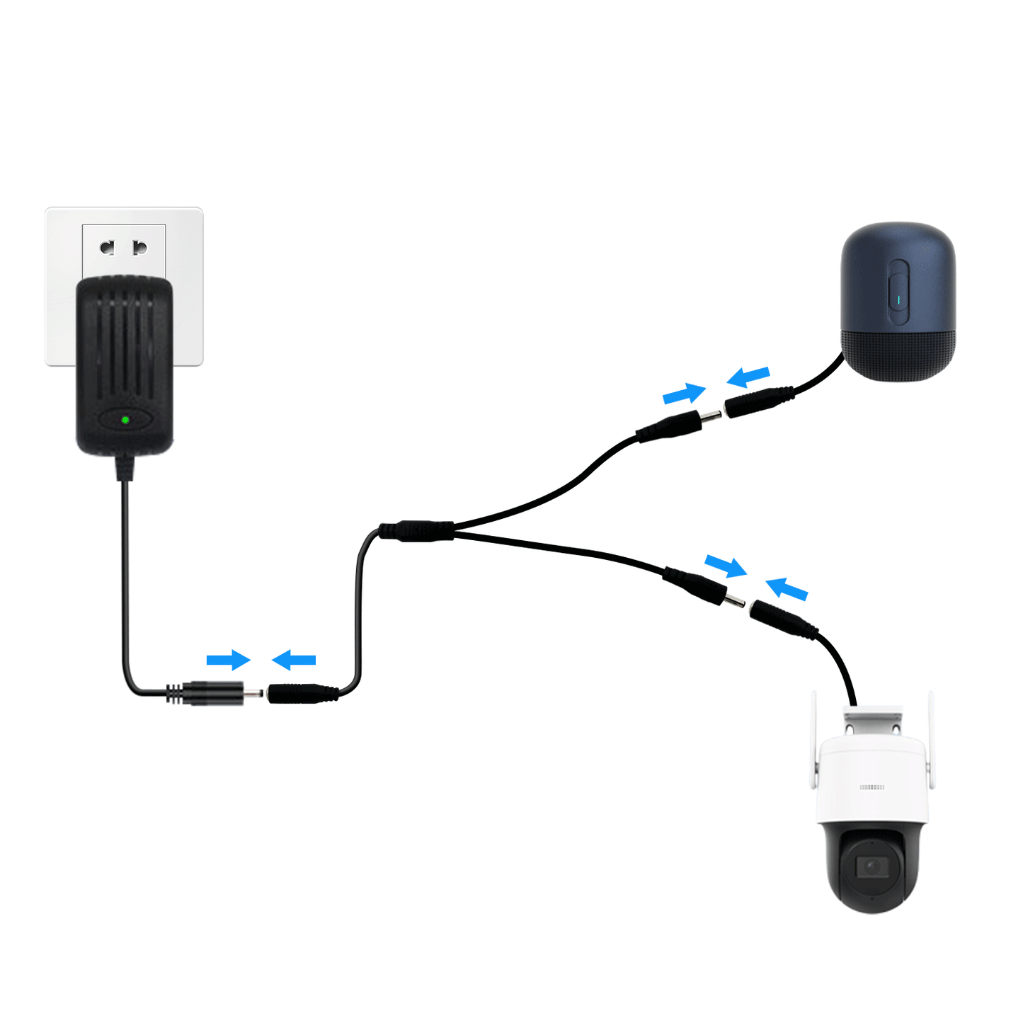 DC3.5x1.35mm LED Strip Power Female to Male Splitter Adapter Cable 2.3ft (1to2 2pcs)