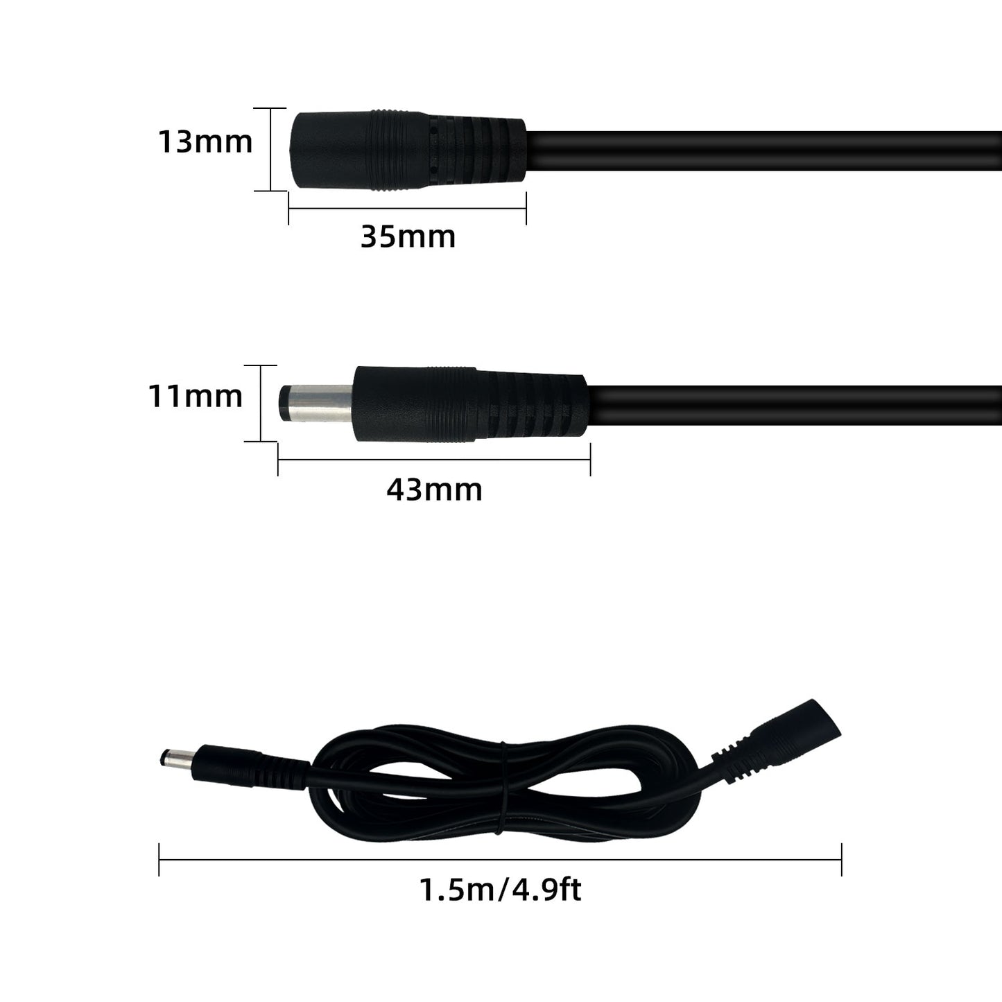 16AWG 5.5X 2.5mm, DC Extension Cable for IP Cameras CCTV Surveillance Cameras, LED Connectors DVR, Routers