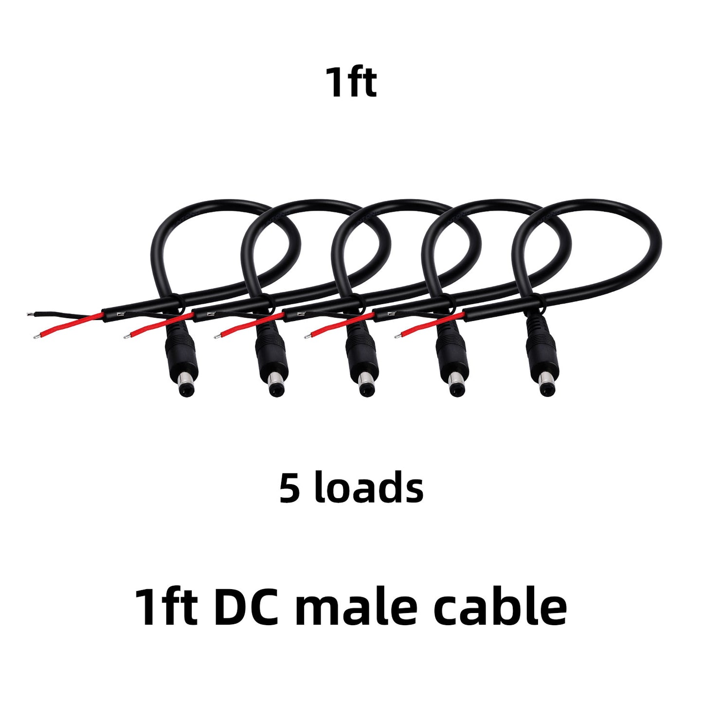 5.5x2.1mm Barrel Connector, 12 Volt Power Cord, Tail Fiber Repair Power Cord for CCTV Surveillance Cameras, LED Strips, Lighting Power Supplies, Routers