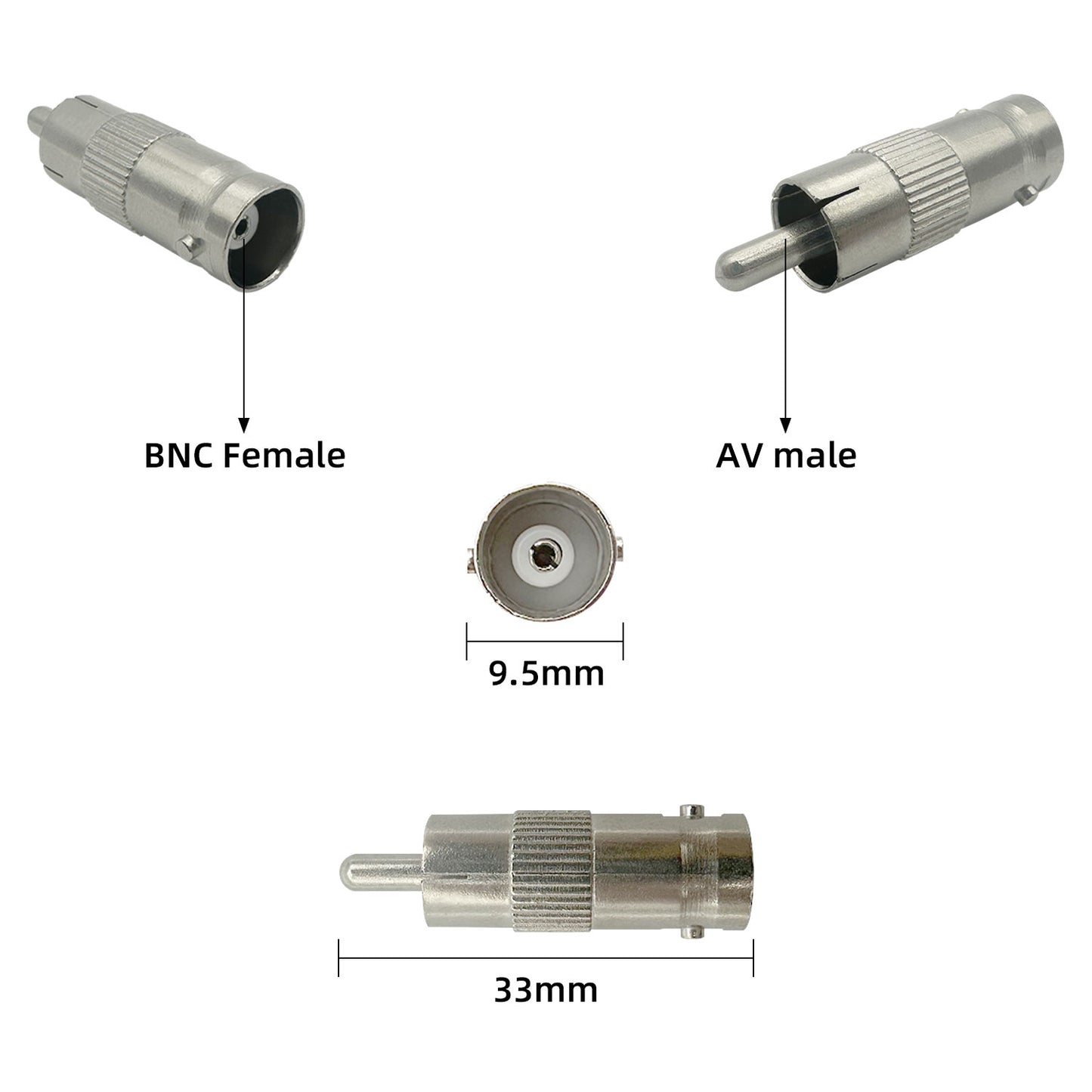10pcs BNC Female to RCA Male for CCTV Coaxial Cable Coupler Connector Plug Adapter