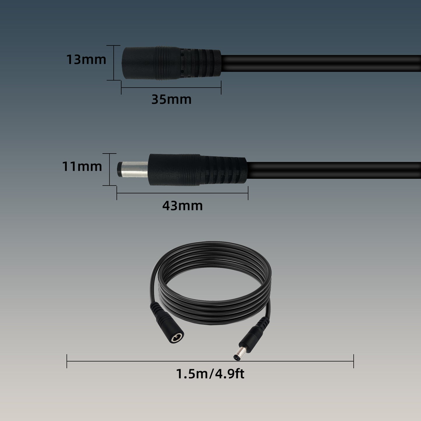 2 pcs/4.9ft DC5.5X 2.1mm, 12V 24V 16AWG Male to Female DC Extension Cord for Solar Panel Router LED Light Bar Power Extension Cord Projector Printer