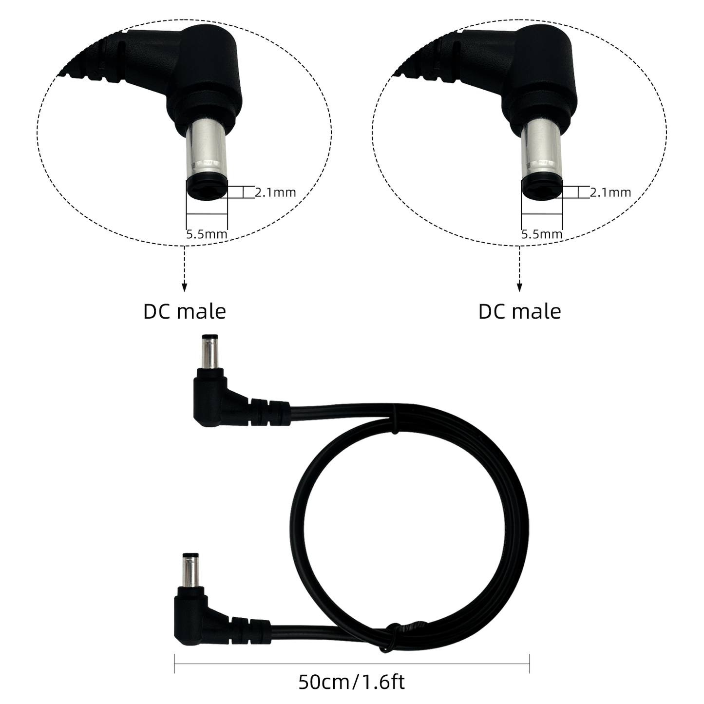 DC5.5x2.1 mm 12V DC Cable Male to Male Extension Cable for CCTV Surveillance Camera LED Strip Light DVR Router