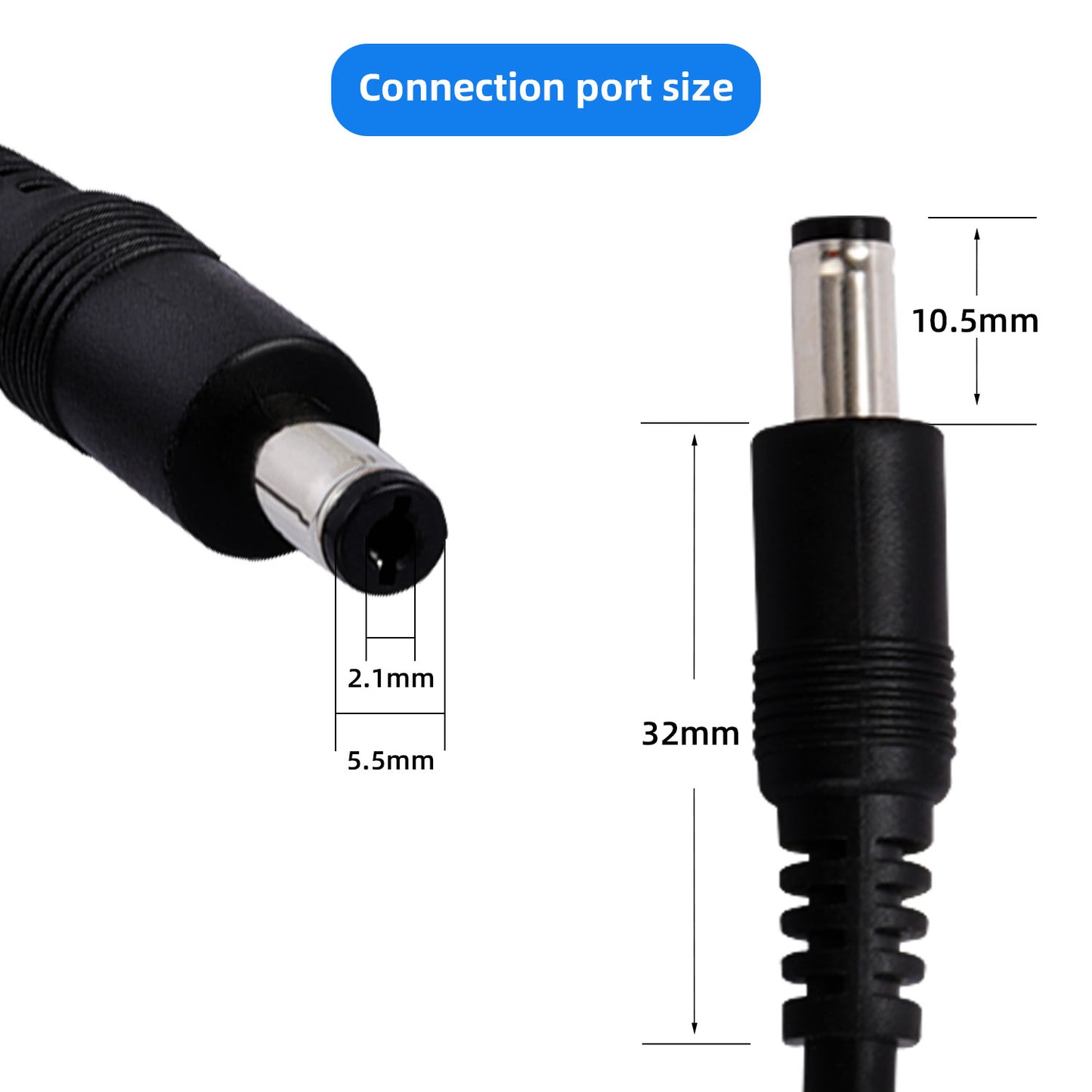 5.5x2.1mm Barrel Connector, 12 Volt Power Cord, Tail Fiber Repair Power Cord for CCTV Surveillance Cameras, LED Strips, Lighting Power Supplies, Routers