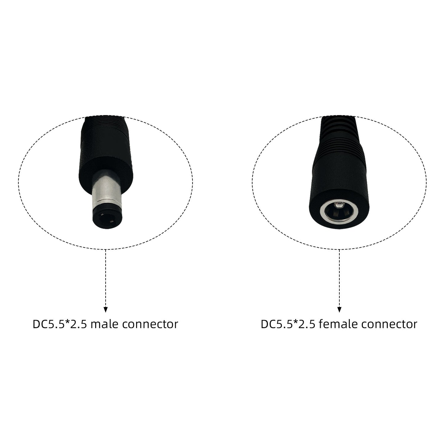 16AWG 5.5X 2.5mm, DC Extension Cable for IP Cameras CCTV Surveillance Cameras, LED Connectors DVR, Routers