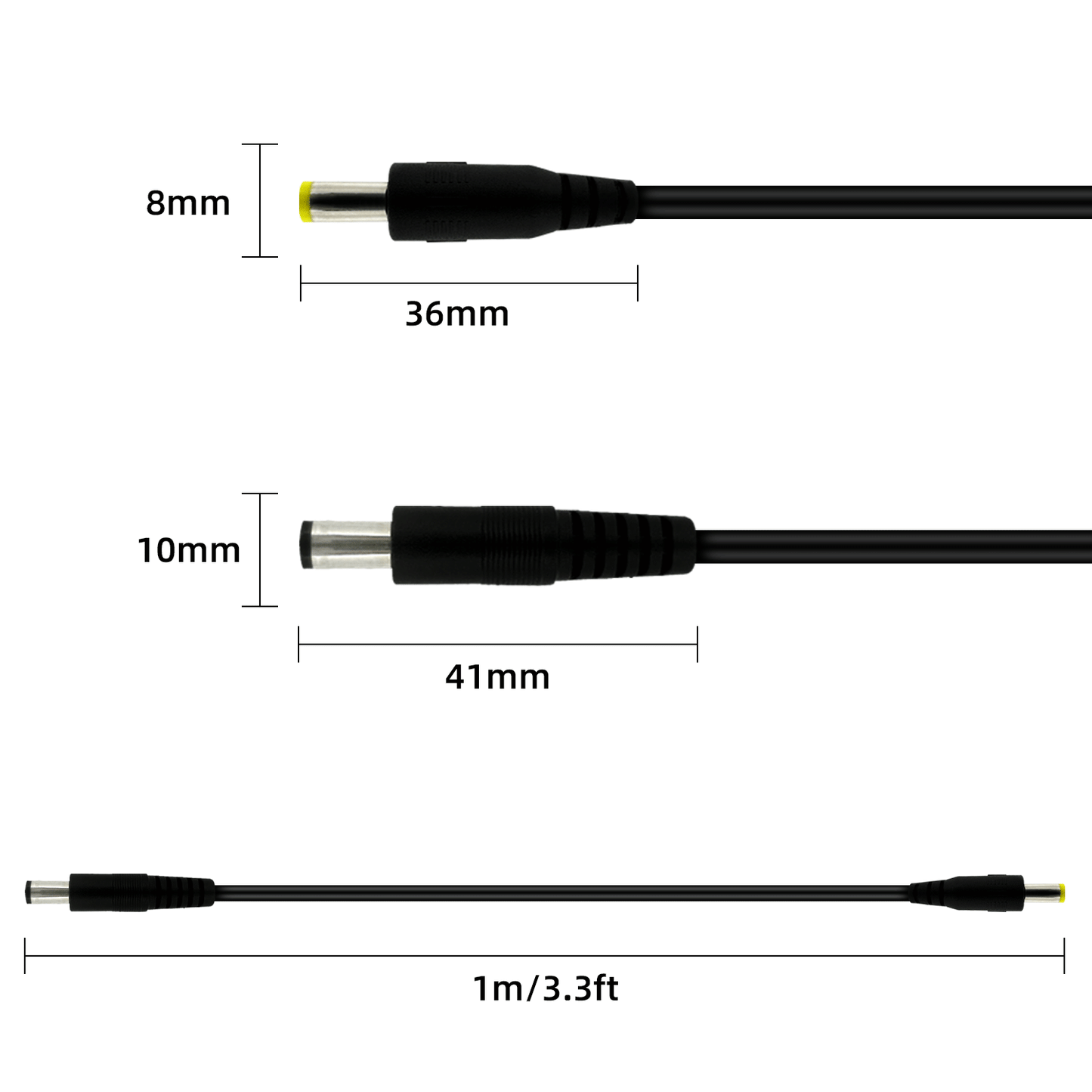 4.0x1.7 mm Male to 5.5x2.1/5.5x2.5 mm Male Plug 12V DC Male to Male Power Cord