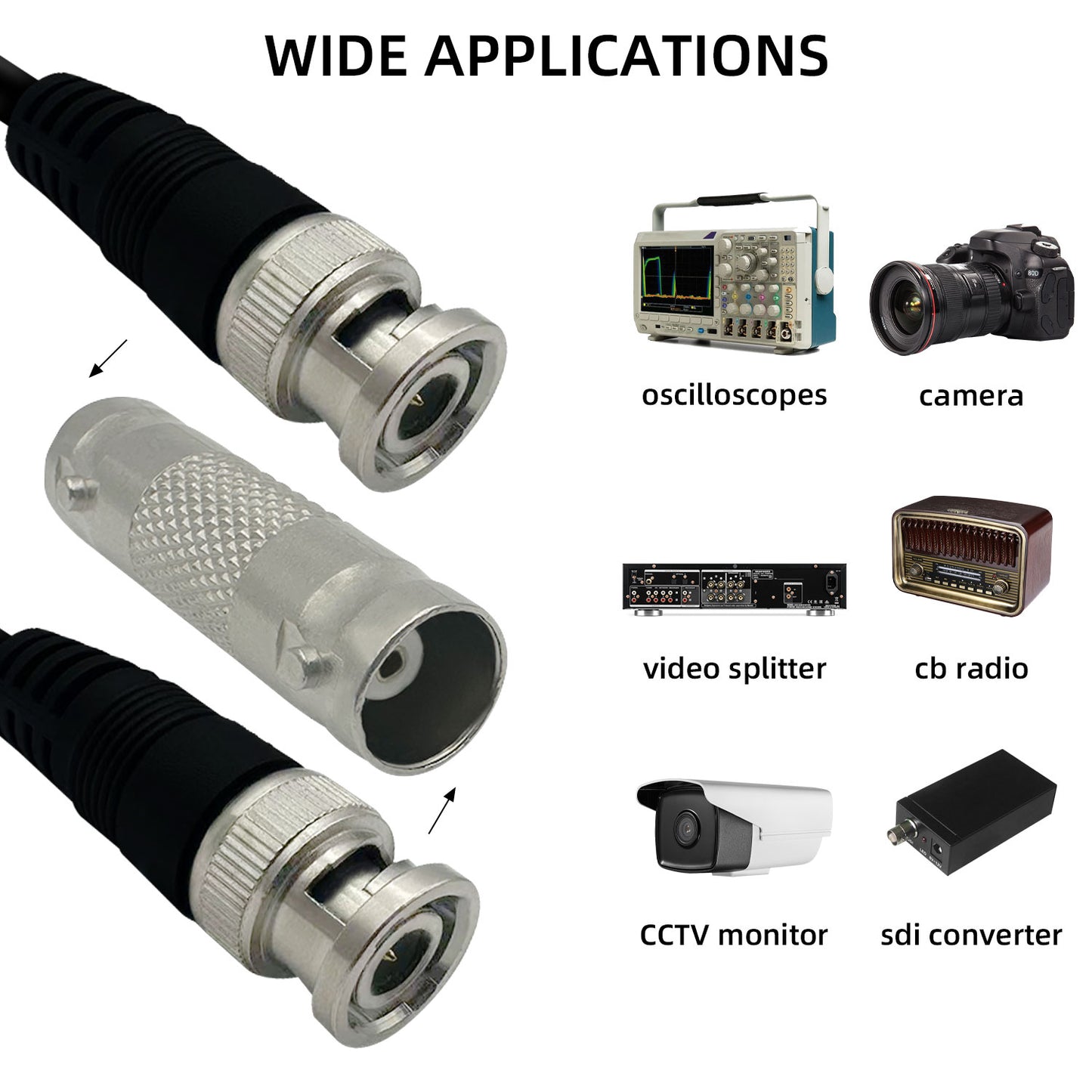 10pcs BNC Female to BNC Female CCTV Security Camera Adapter Coupler Straight Extension Connector