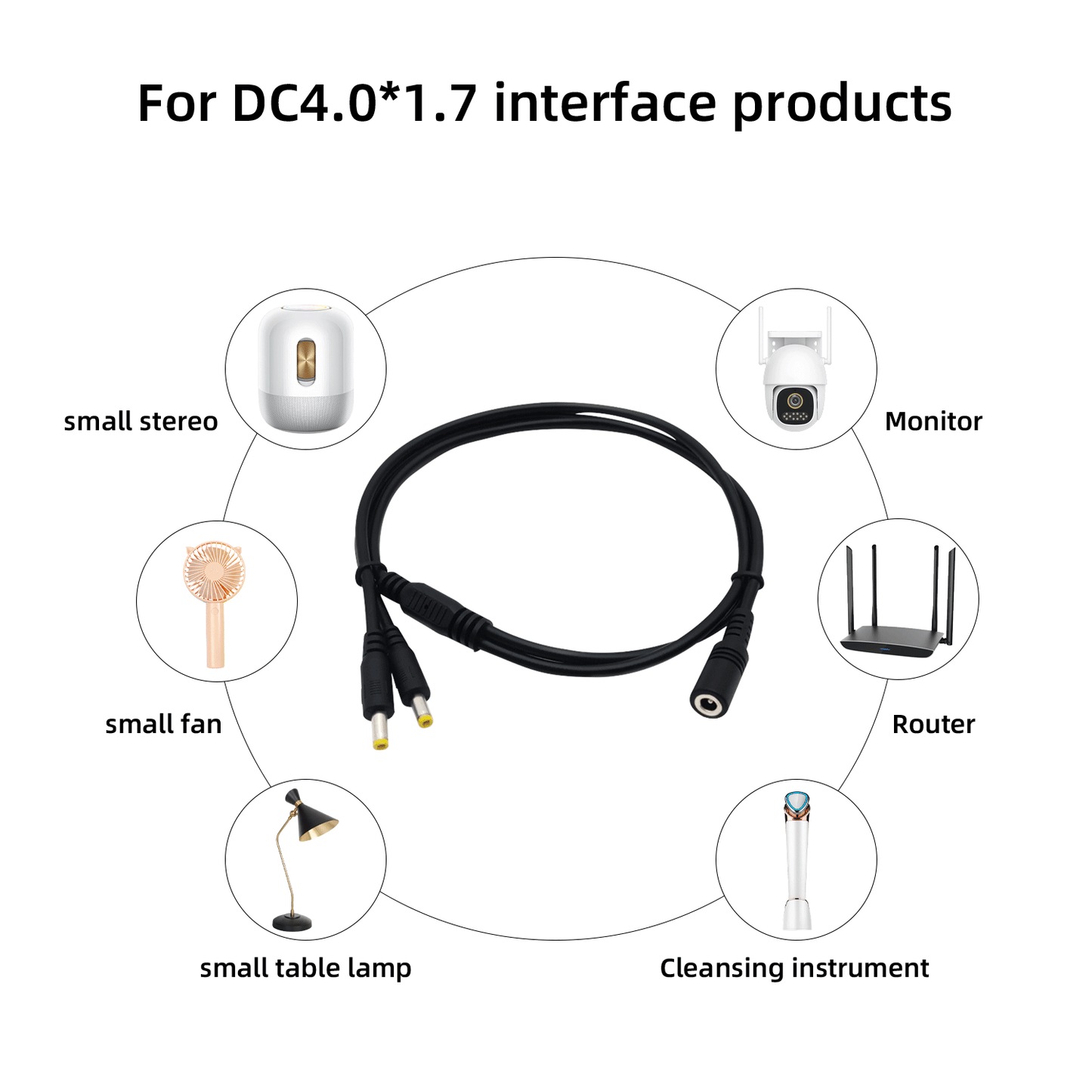 DC4.0x1.7mm Splitter Cable, 12V 3A Power Splitter Cable Y Adapter for CCTV Security Cameras, LED Strips etc. for 4.0x1.7mm