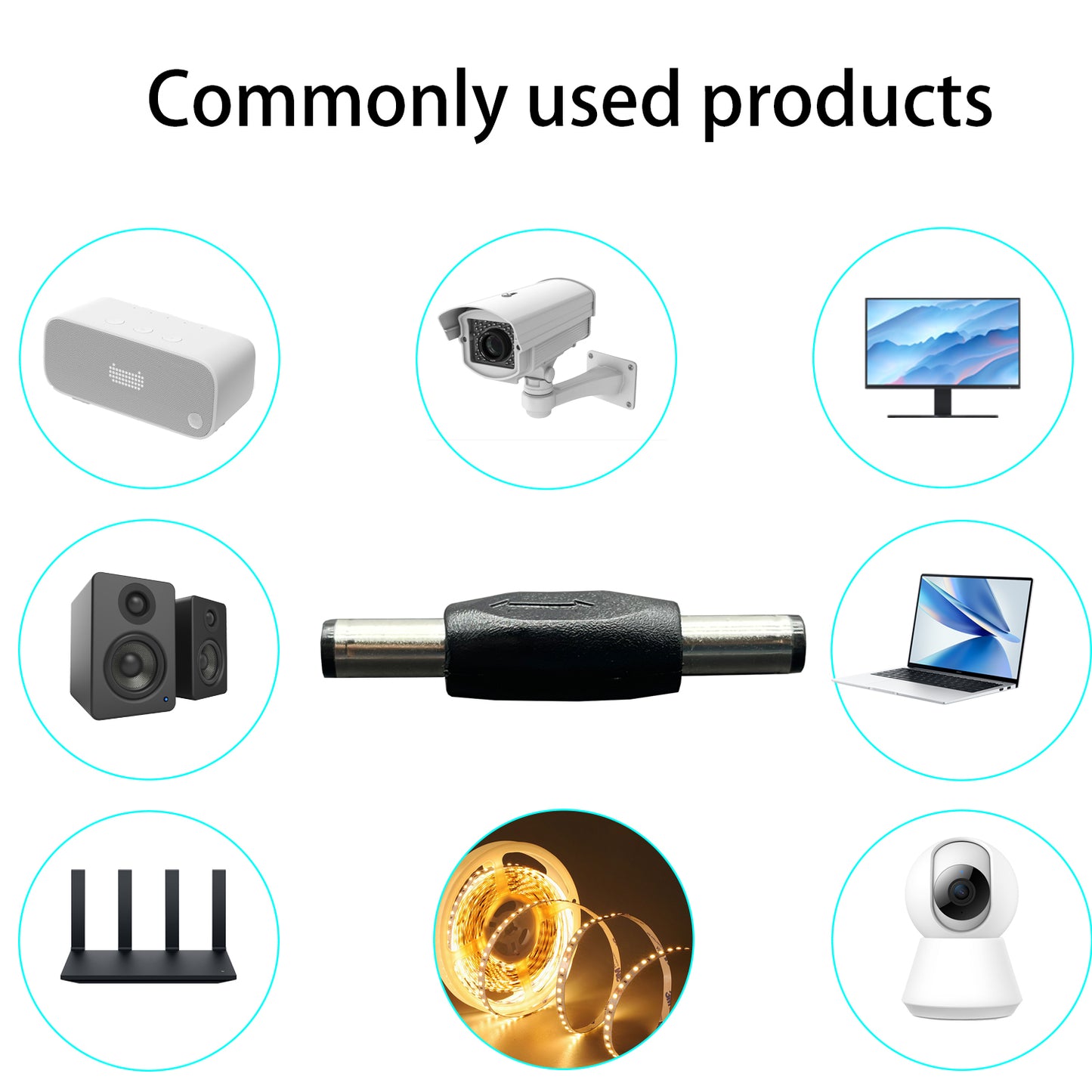 12V DC Connector for LED Strip Lights CCTV Surveillance Cameras Male to Male DC Power Connector Barrel Connector 10pcs