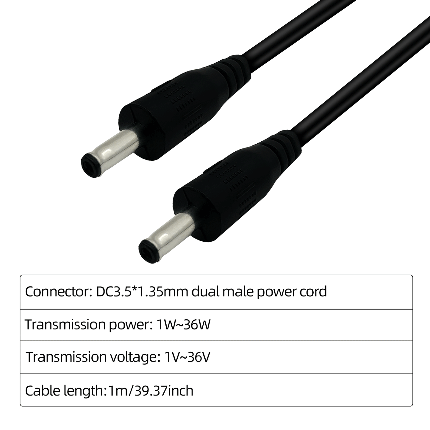 DC3.5x1.35mm to 5.5x2.1mm or 5.5x2.5mm 12V Male to Male Cable for LED Strip Lights Mini Speaker CCTV Surveillance Camera