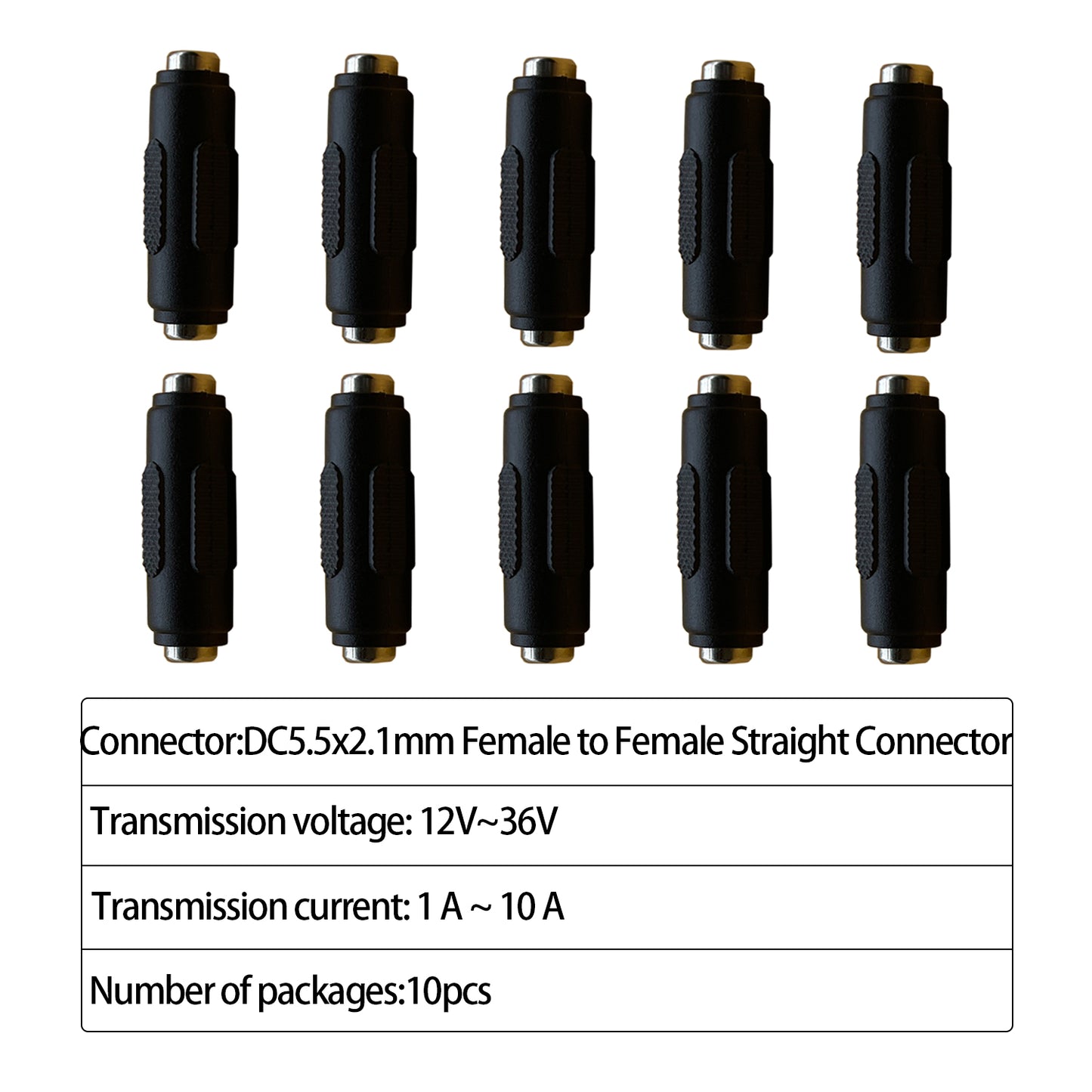 12V DC Connector Female to Female DC Power Connector Barrel Connector for LED Strip Light CCTV Surveillance Camera 10pcs