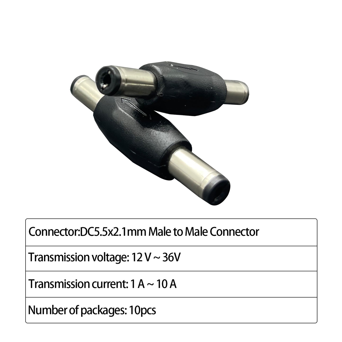 12V DC Connector for LED Strip Lights CCTV Surveillance Cameras Male to Male DC Power Connector Barrel Connector 10pcs