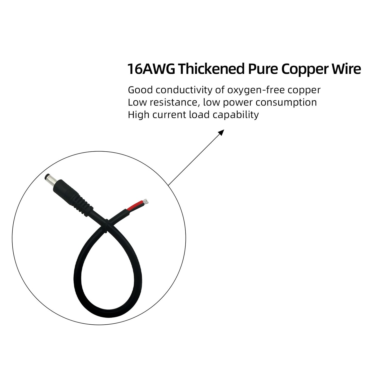 5.5x2.5mm 16AWG Male/Female with Pigtail Bare Wire Open-End Power Cord, Barrel Connector for CCTV Cameras, DVRs, LED Stripes Power Supply Repair Cord