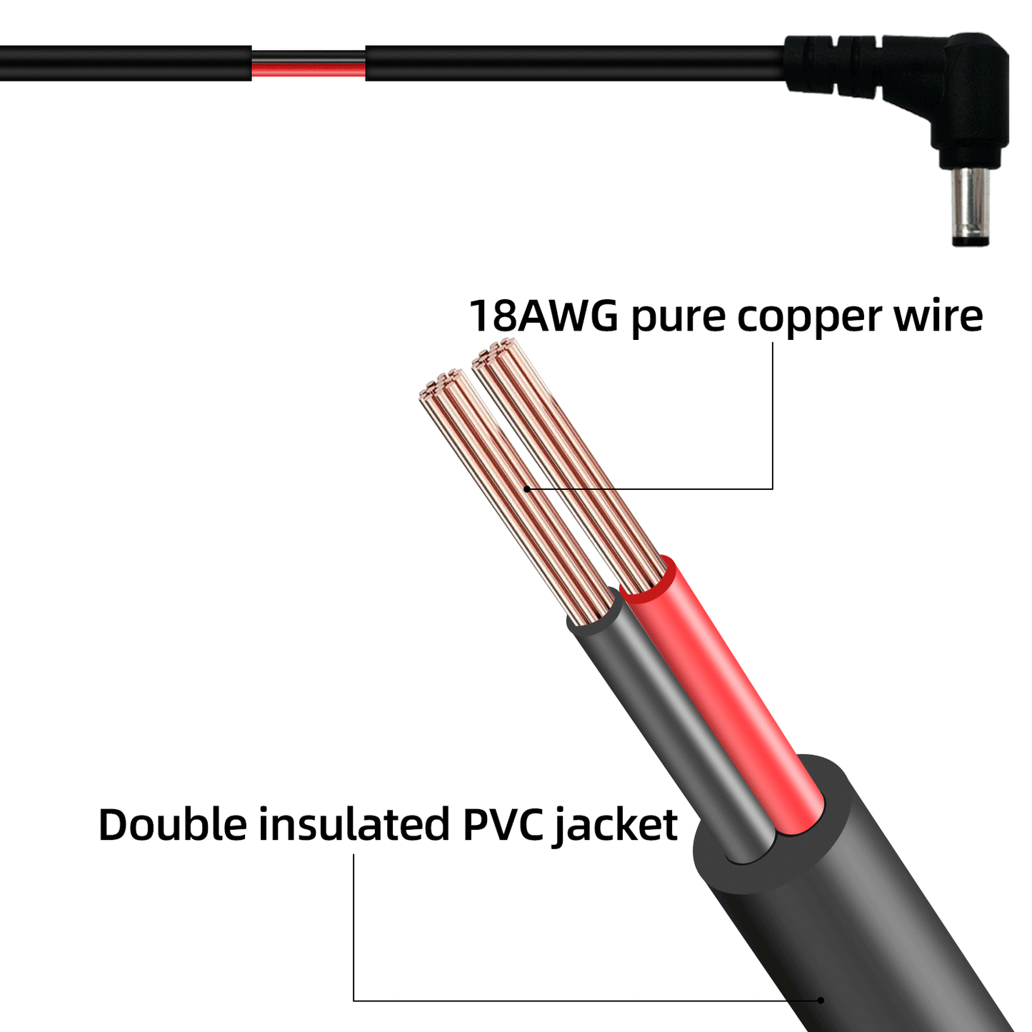 DC5.5x2.1 mm 12V DC Cable Male to Male Extension Cable for CCTV Surveillance Camera LED Strip Light DVR Router
