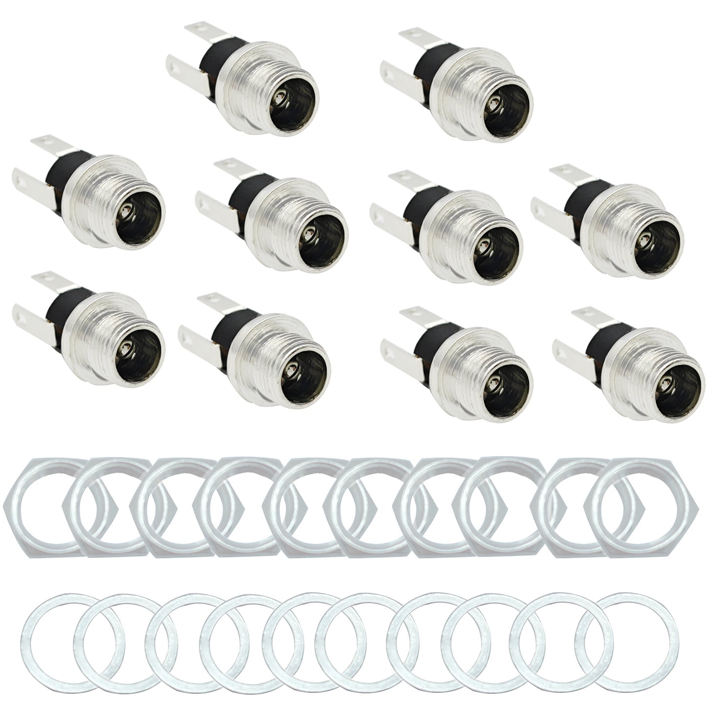 DC Power Jack 5.5 x 2.5mm Female DC Cartridge Jack Panel Mount Connector